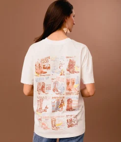 Tops | Sterling & Stitch Western Boots Oversized T-Shirt White