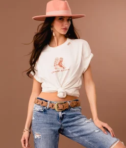 Tops | Sterling & Stitch Western Boots Oversized T-Shirt White