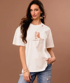 Tops | Sterling & Stitch Western Boots Oversized T-Shirt White