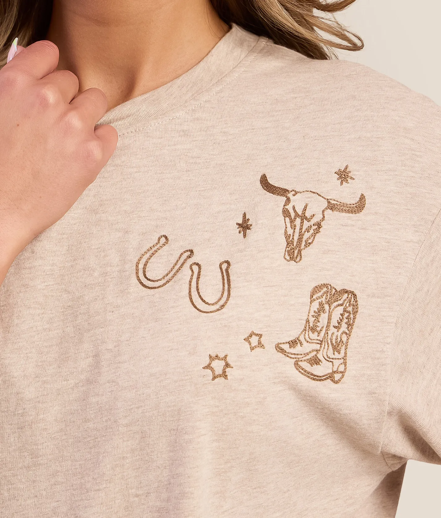 Ariat Western Boyfriend T-Shirt Oatmeal Heather Clearance