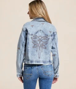 Tops|Coats & Jackets | Blue B Western Embroidered Denim Stretch Jacket Med Wash