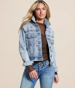 Tops|Coats & Jackets | Blue B Western Embroidered Denim Stretch Jacket Med Wash