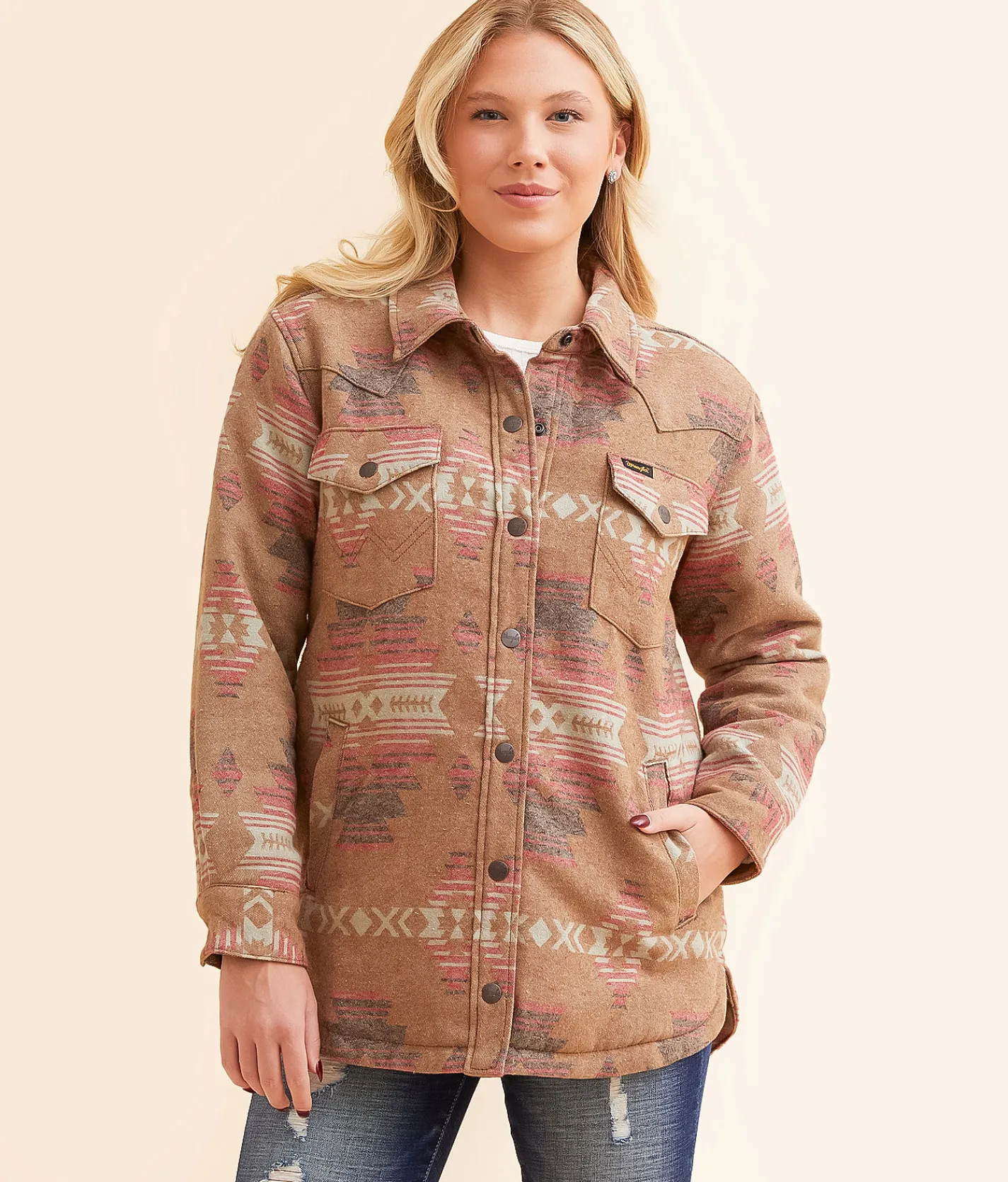Tops|Coats & Jackets | Wrangler® Western Jacquard Shacket White Multi