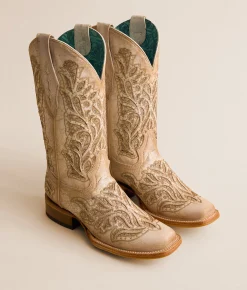 Shoes | Corral Western Leather Boot White Glitter