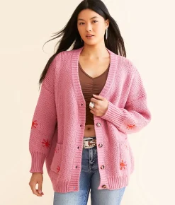 Tops | Bailey Rose Western Oversized Cardigan Sweater Pink