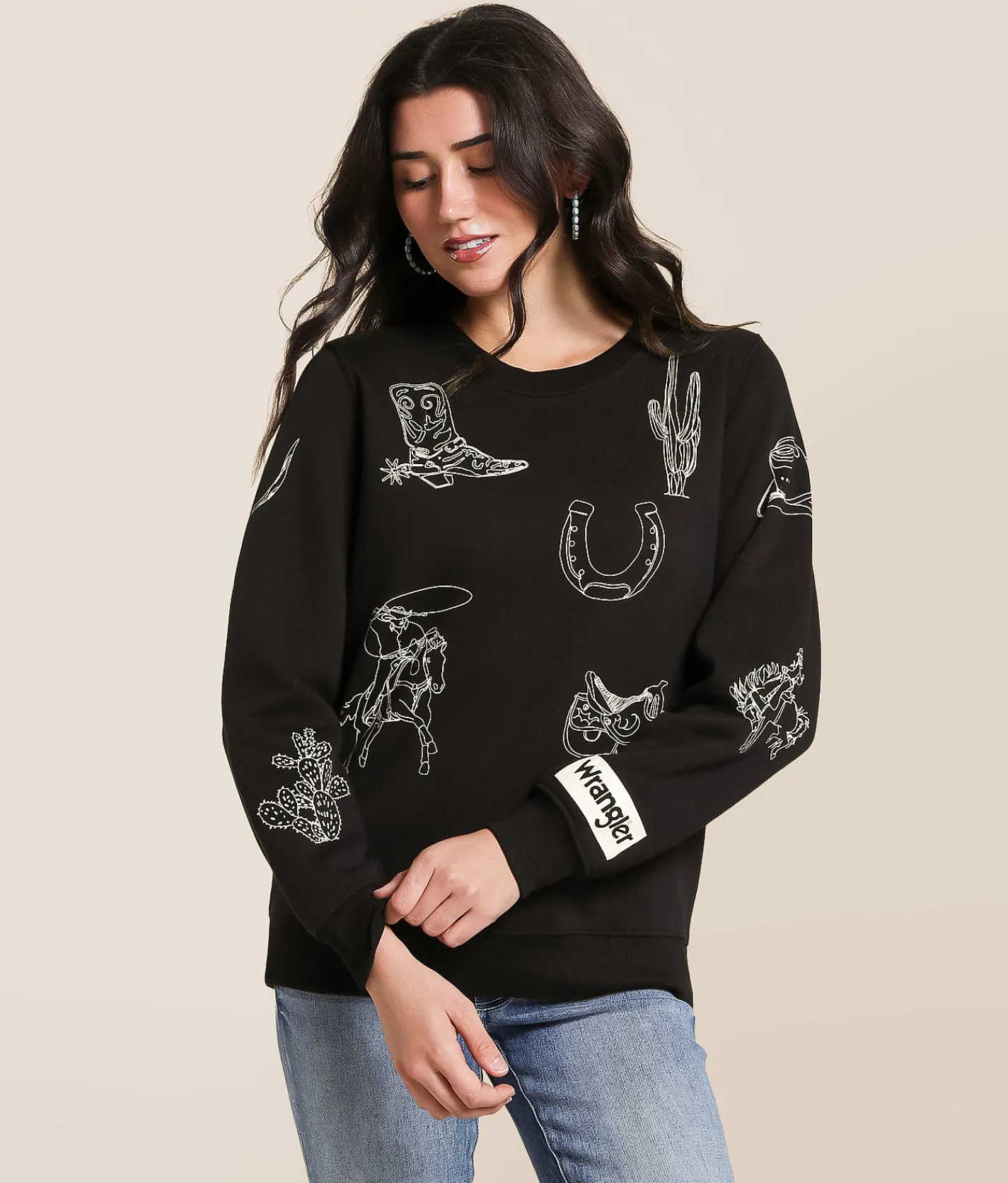 Tops | Wrangler® Western Oversized Pullover Black