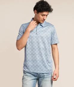 Panhandle Slim Western Performance Stretch Polo Blue Discount