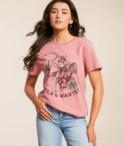 Tops | Ariat Western Pulp Boyfriend T-Shirt Dusty Rose