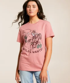 Tops | Ariat Western Pulp Boyfriend T-Shirt Dusty Rose