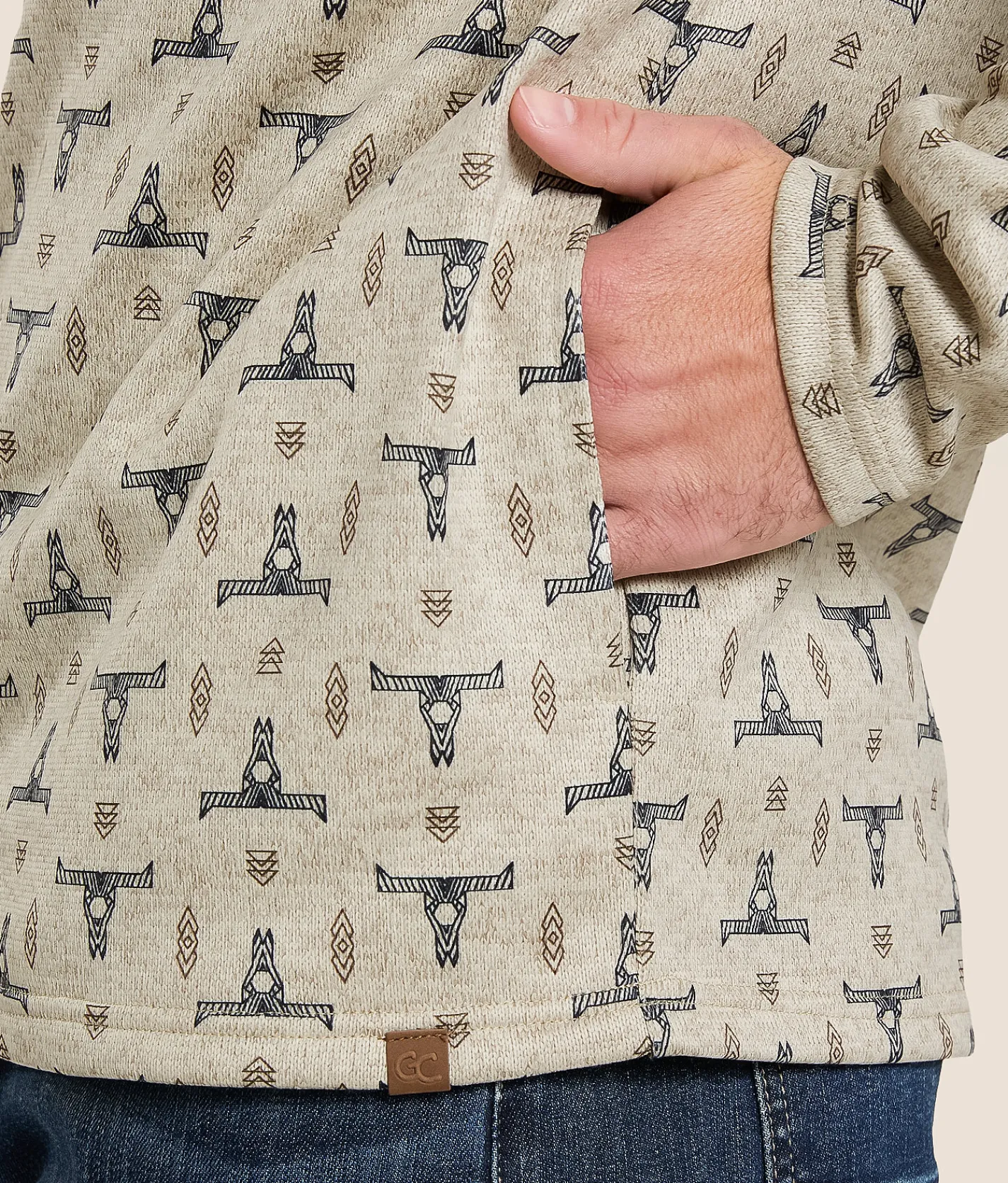 Gentry County Western Quarter Snap Pullover Oatmeal Marl Clearance