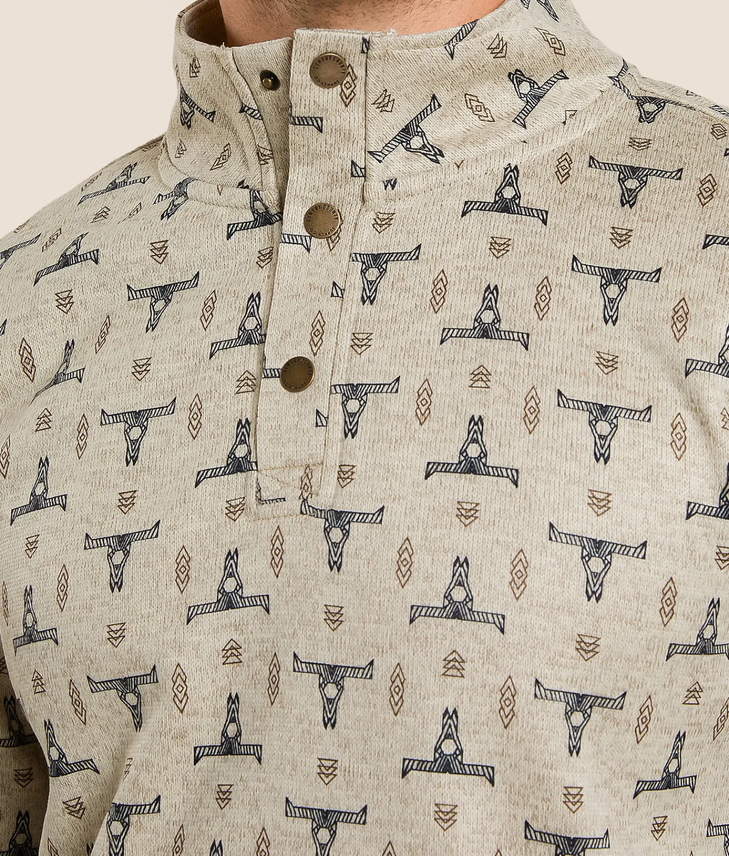 Gentry County Western Quarter Snap Pullover Oatmeal Marl Clearance