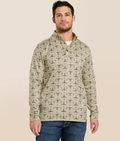 Gentry County Western Quarter Snap Pullover Oatmeal Marl Clearance