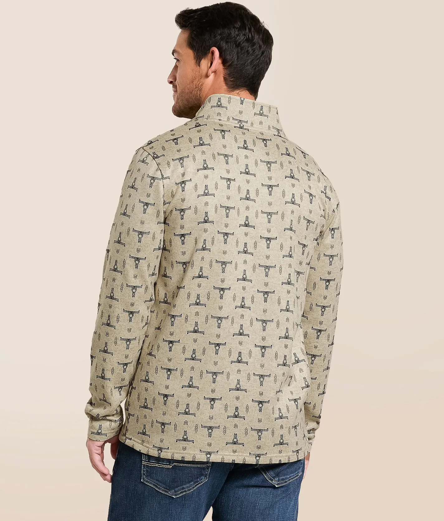 Gentry County Western Quarter Snap Pullover Oatmeal Marl Clearance