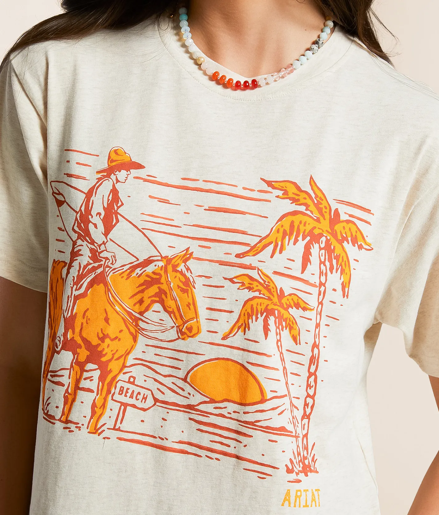 Tops | Ariat Western Surfer Boyfriend T-Shirt Oatmeal Heather