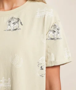 Blue B Western T-Shirt Beige Multi Sale
