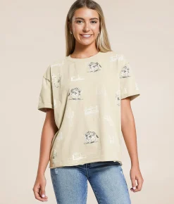 Blue B Western T-Shirt Beige Multi Sale