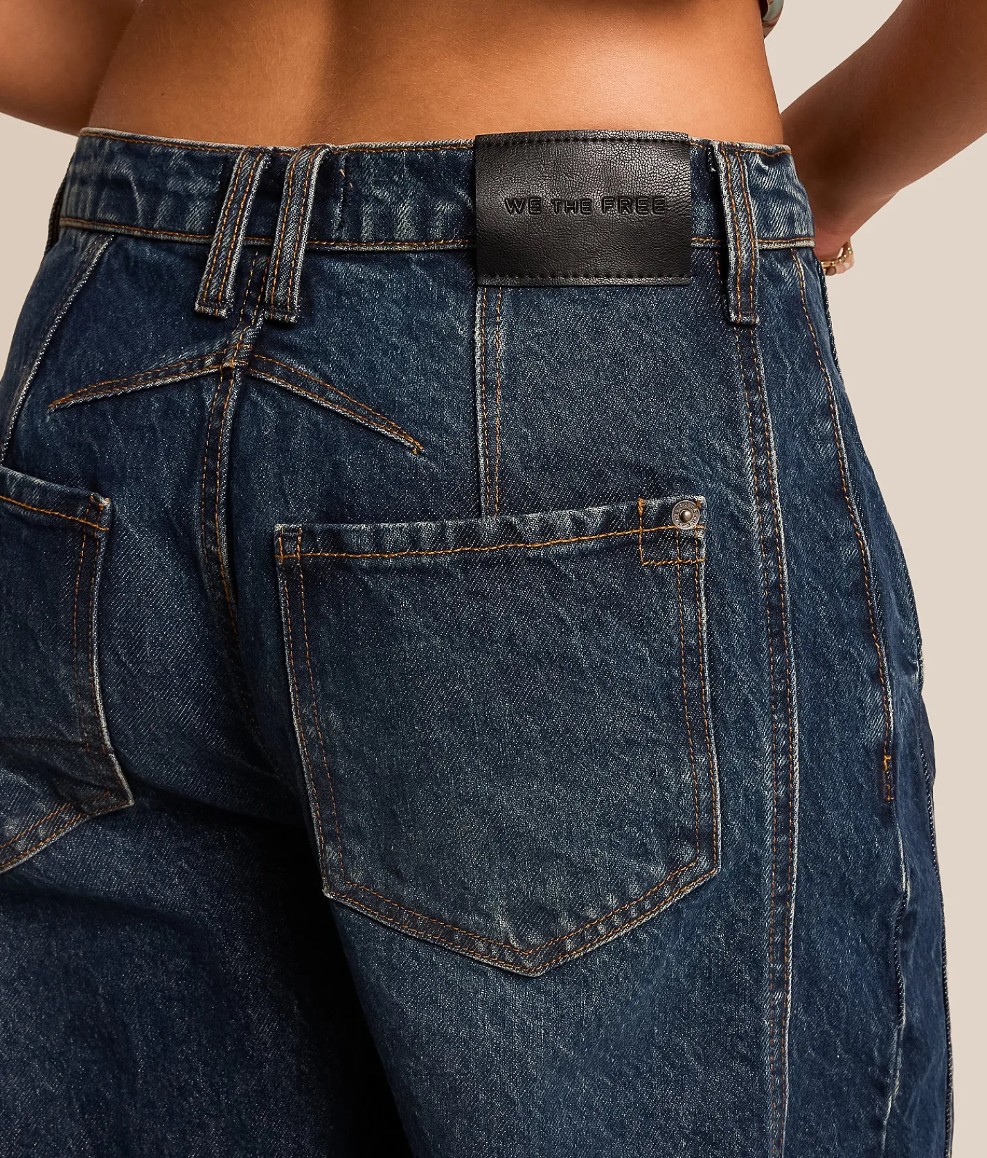 Free People We The Free Good Luck Mid-Rise Barrel Jean Deep End Clearance
