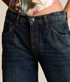 Free People We The Free Good Luck Mid-Rise Barrel Jean Deep End Clearance