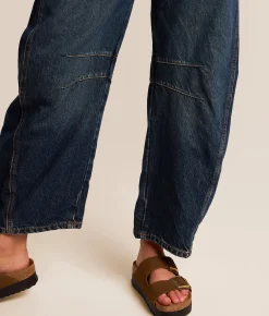 Free People We The Free Good Luck Mid-Rise Barrel Jean Deep End Clearance