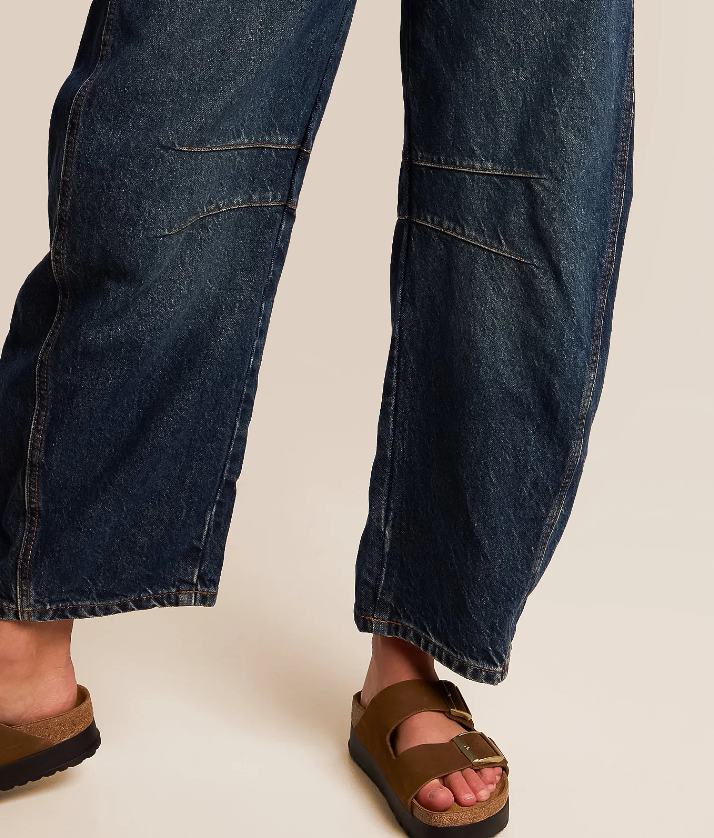 Free People We The Free Good Luck Mid-Rise Barrel Jean Deep End Clearance