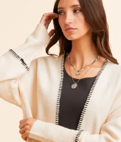 Tops | BKE Whipstitch Cardigan Sweater Birch