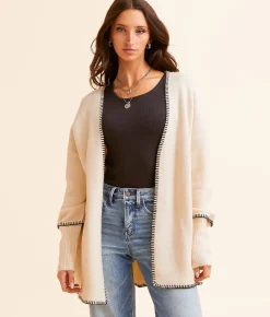 Tops | BKE Whipstitch Cardigan Sweater Birch