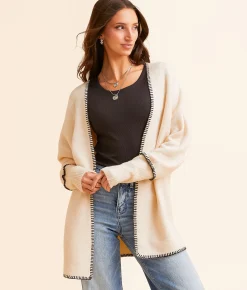 Tops | BKE Whipstitch Cardigan Sweater Birch
