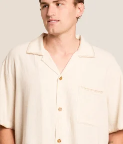 Tops | Rhythm Whipstitch Shirt Natural