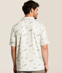 Flomotion Whiskey Wahoo Performance Polo Cream Outlet