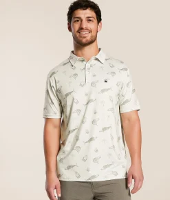 Flomotion Whiskey Wahoo Performance Polo Cream Outlet