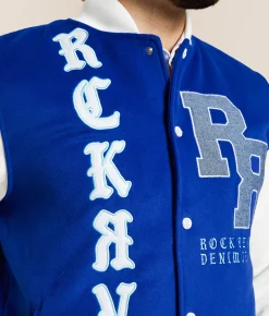 Tops|Coats & Jackets | Rock Revival White & Blue Varsity Jacket White Blue