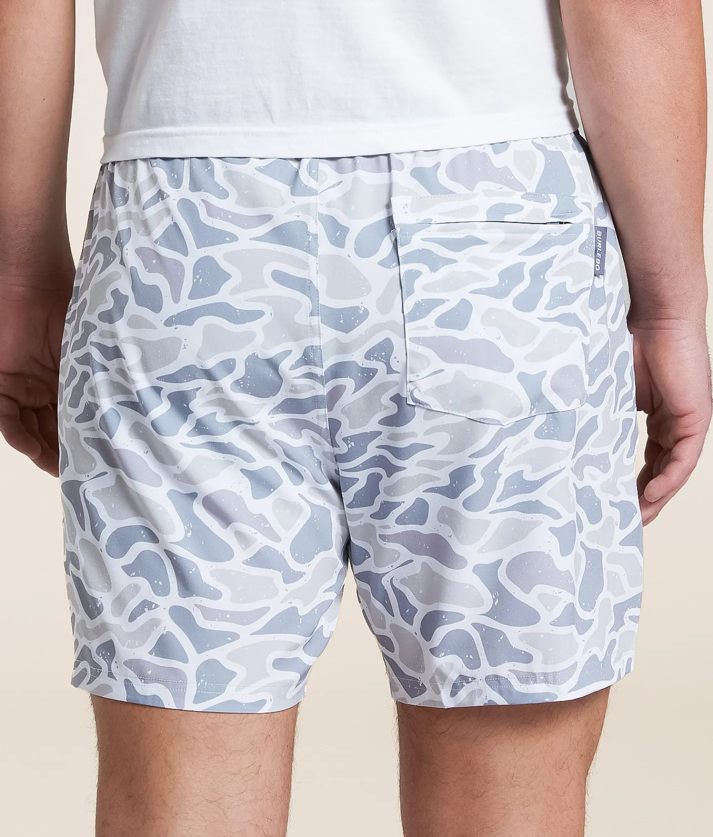 Bottoms|Activewear | BURLEBO Athletic Stretch Short White Camo
