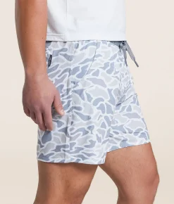 Bottoms|Activewear | BURLEBO Athletic Stretch Short White Camo