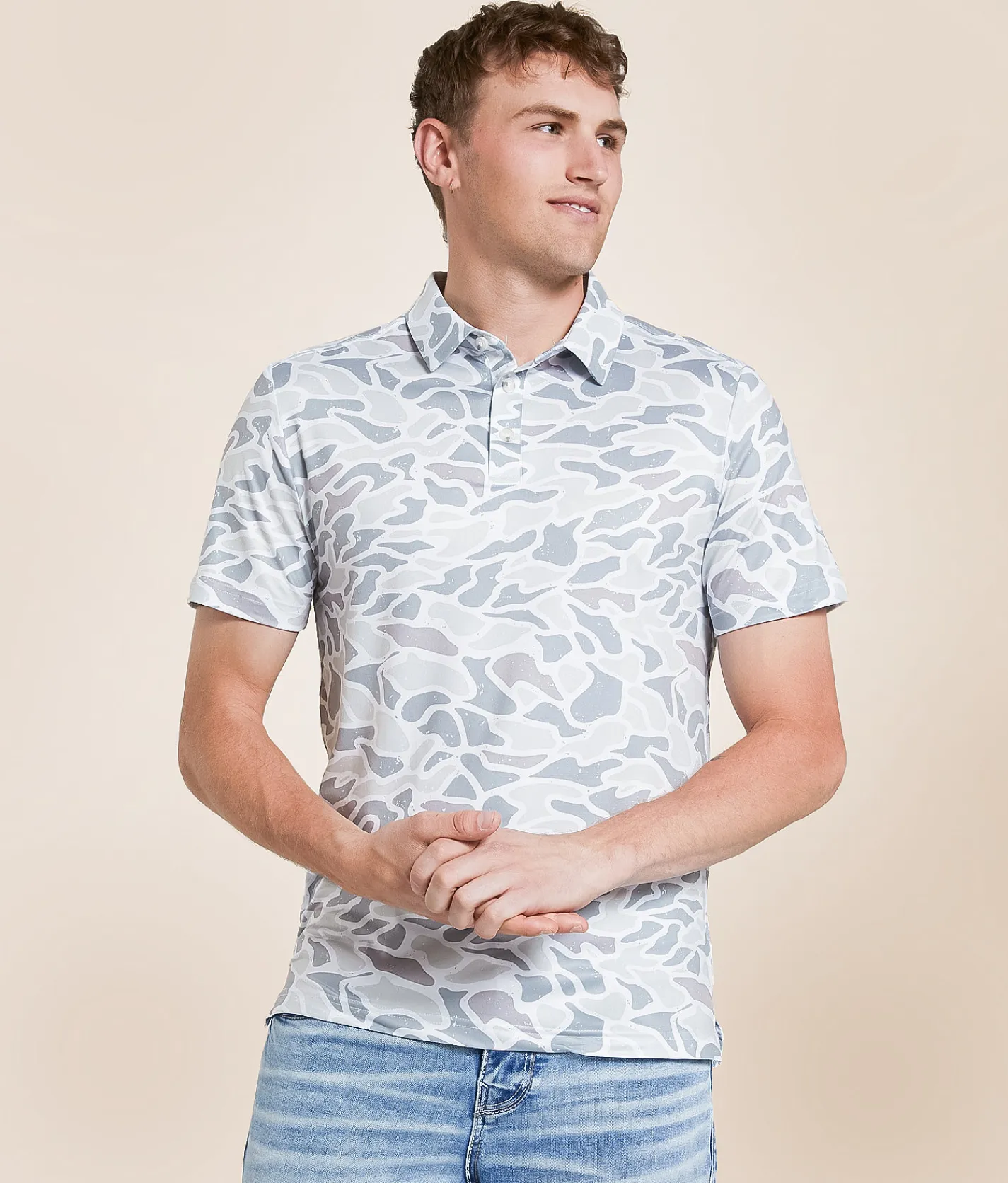 BURLEBO Performance Polo White Camo Sale