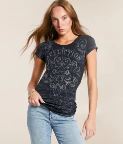 Affliction White Spectrum T-Shirt Black Lava Wash Hot