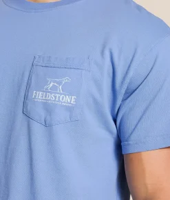 Tops|Graphic T-Shirts | Fieldstone White Tail Dusk T-Shirt Washed Denim