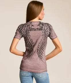 Affliction Wichitawa T-Shirt Dusty Rose Oil Stain Discount