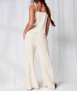 Bottoms | 33 Coastal Wide Leg Linen Blend Pant Oatmeal