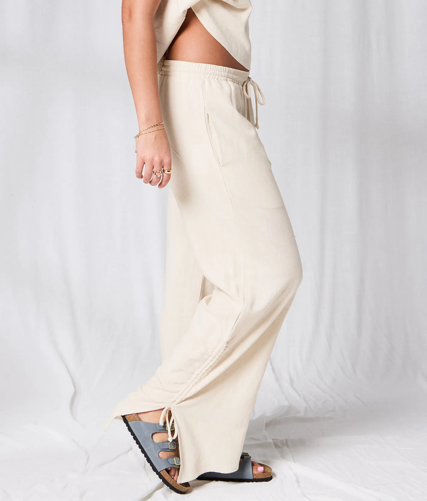 Bottoms | 33 Coastal Wide Leg Linen Blend Pant Oatmeal