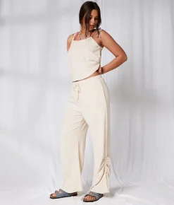 Bottoms | 33 Coastal Wide Leg Linen Blend Pant Oatmeal