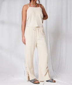 Bottoms | 33 Coastal Wide Leg Linen Blend Pant Oatmeal