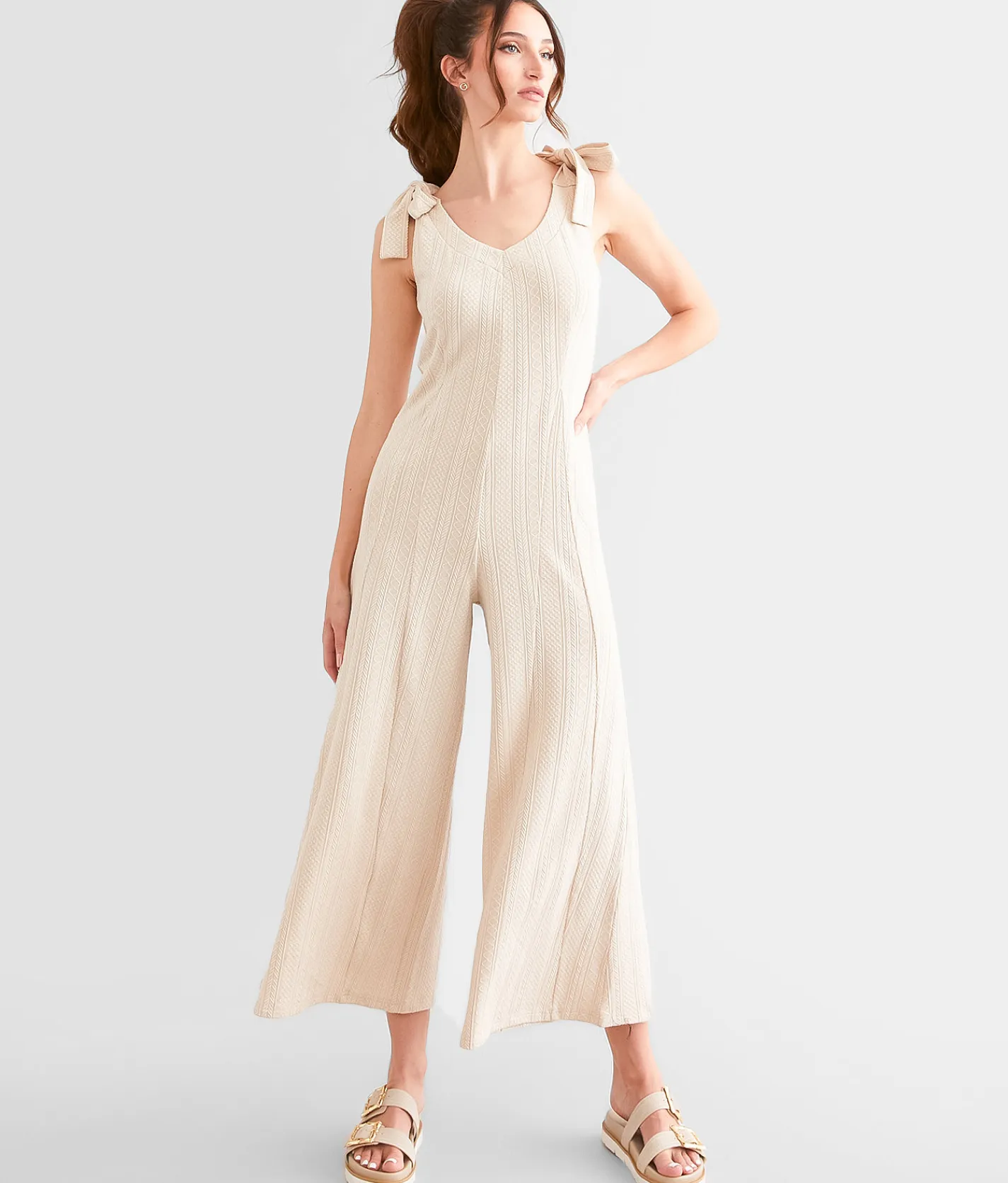 Polagram Wide Leg Patterned Jumpsuit Turtledove Outlet