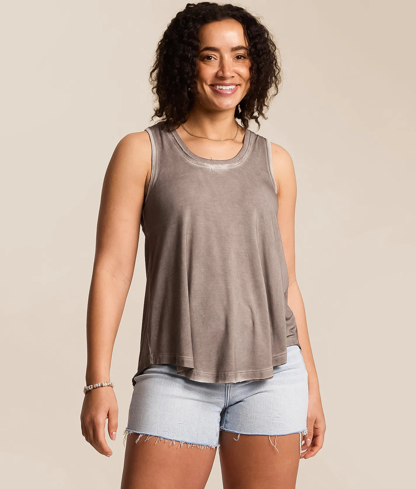 White Crow Wide Scoop Neck Tank Top Earth New