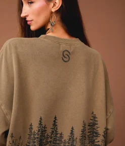 Tops | Sterling & Stitch Wild Horses Oversized Pullover Coca Mocha
