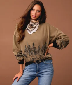 Tops | Sterling & Stitch Wild Horses Oversized Pullover Coca Mocha