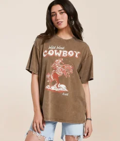 Tops | Ariat Wild West Oversized T-Shirt Toffee