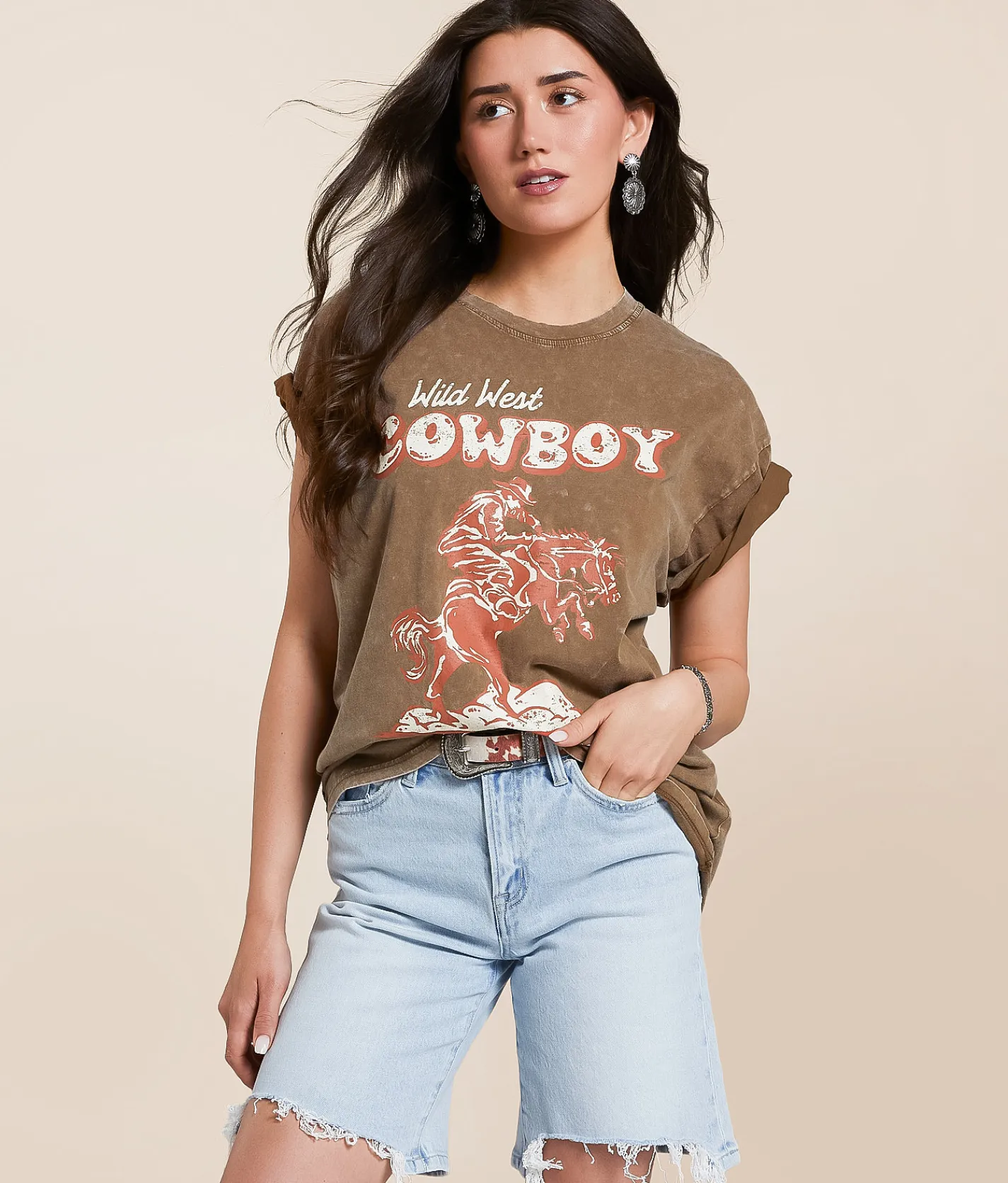 Tops | Ariat Wild West Oversized T-Shirt Toffee