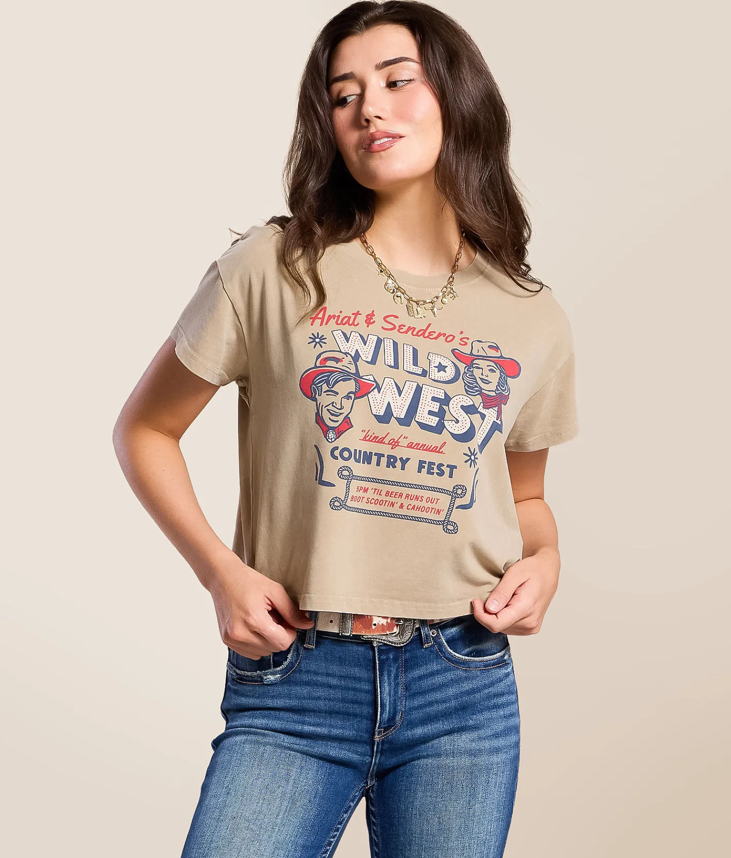 Ariat x Sendero Provisions Co. Wild West T-Shirt Savannah Tan Mineral Wash Hot