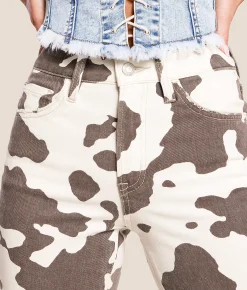 VERVET by Flying Monkey Willa Trouser Stretch Jean Cow Print Clearance