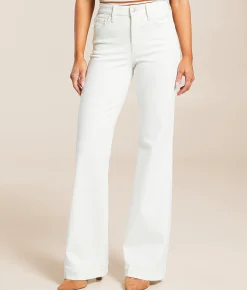 VERVET by Flying Monkey Willa High Rise Trouser Stretch Jean Ecru Discount